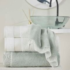 Taç Elenor Pure Cotton Pamuk Aile Bornoz Seti Yeşil Beyaz