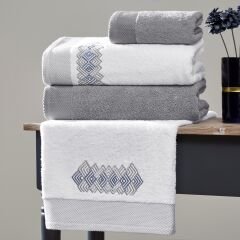 Taç Depth Pure Cotton Pamuk Aile Bornoz Seti Beyaz Gri