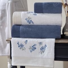 Taç Sky Pure Cotton Pamuk Aile Bornoz Seti Beyaz Denim
