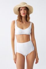 Akbeniz Kadın Beyaz Pedli Yüksek Bel Bikini Takımı