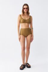 Akbeniz Kadın Basic Hardal Pedli Yüksek Bel Bikini Takımı