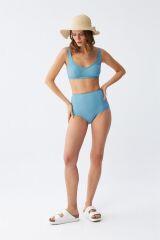 Akbeniz Kadın Basic Turkuaz Pedli Yüksek Bel Bikini Takımı
