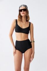 Akbeniz Kadın Siyah Pedli Kare Yaka Yüksek Bel Bikini Takımı
