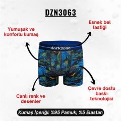 Tavuskuşu Desenli Erkek Boxer (Dijital Desenli)