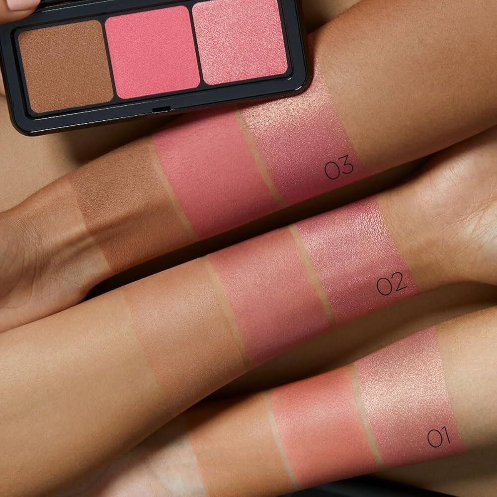 KIKO Milano Multi Finish Trio Blush & Bronzer Palette 03 | Yüz Paleti, 1 Bronzlaştırıcı ve 2 Allık, Mat ve Metalik Kaplama
