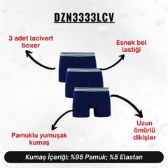 Erkek Boxer Lacivert 3'Lü Set