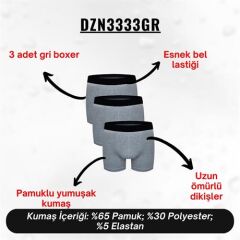 Erkek Boxer Gri 3'Lü Set