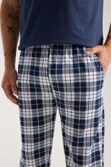 Akbeniz Erkek Lacivert Düğmeli Yaka Kısa Kol Pijama Takımı