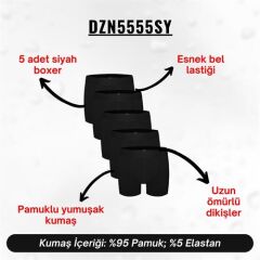 Erkek Boxer Siyah 5'Li Set