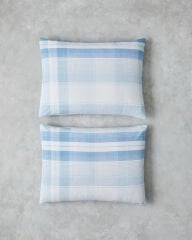 Modern Check Pamuklu 2'Li Yastık Kılıfı 50x70 Cm Mavi
