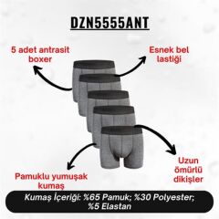Erkek Boxer Antrasit 5'Li Set