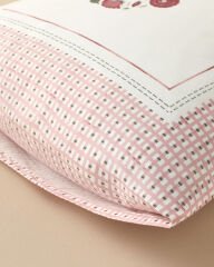 Floral Grid Çift Taraflı Pamuklu 2'Li Yastık Kılıfı Gül Kurusu