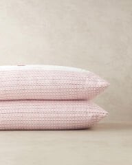 Floral Grid Çift Taraflı Pamuklu 2'Li Yastık Kılıfı Gül Kurusu