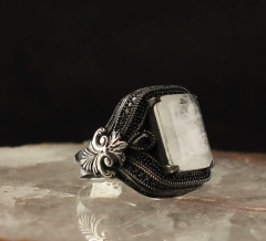 Paraiba Taşlı 925 Ayar Erkek Gümüş Yüzük