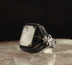 Paraiba Taşlı 925 Ayar Erkek Gümüş Yüzük