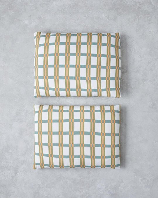 Summer Plaid Kolay Ütülenir 2'Li Yastık Kılıfı 50x70 Cm Yeşil